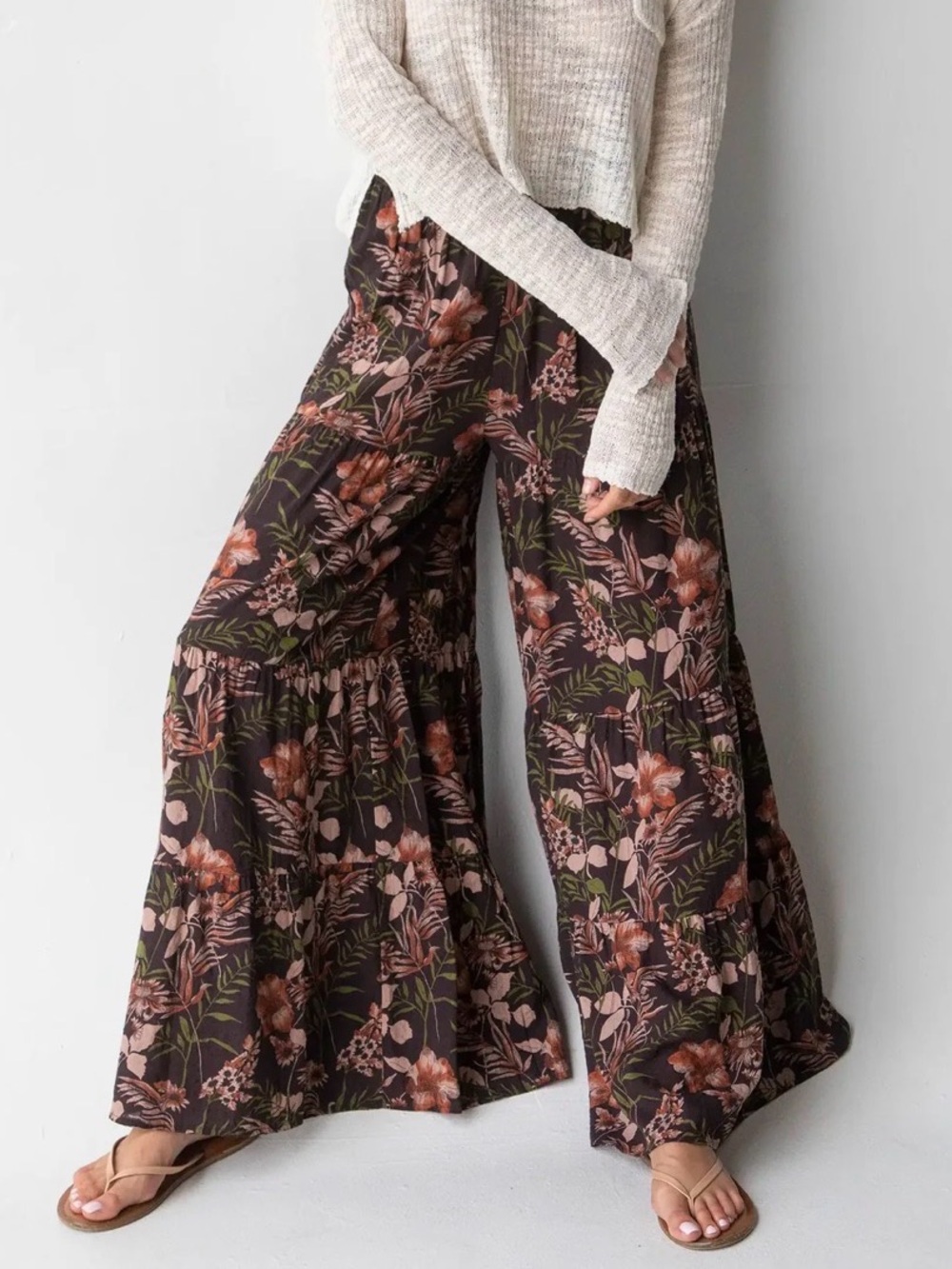 Natural Life Patti Palazzo Wide Leg Floral Pants NEW size Small Boho - Picture 1 of 9